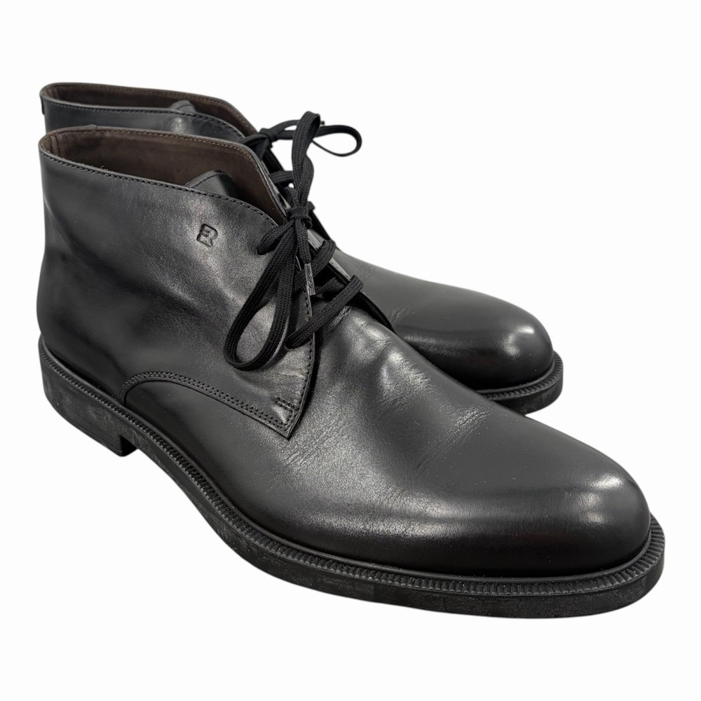 Fratelli Rossetti Mens Black Leather Chukka Ankle Boots Lace-Up Made In Italy 9M